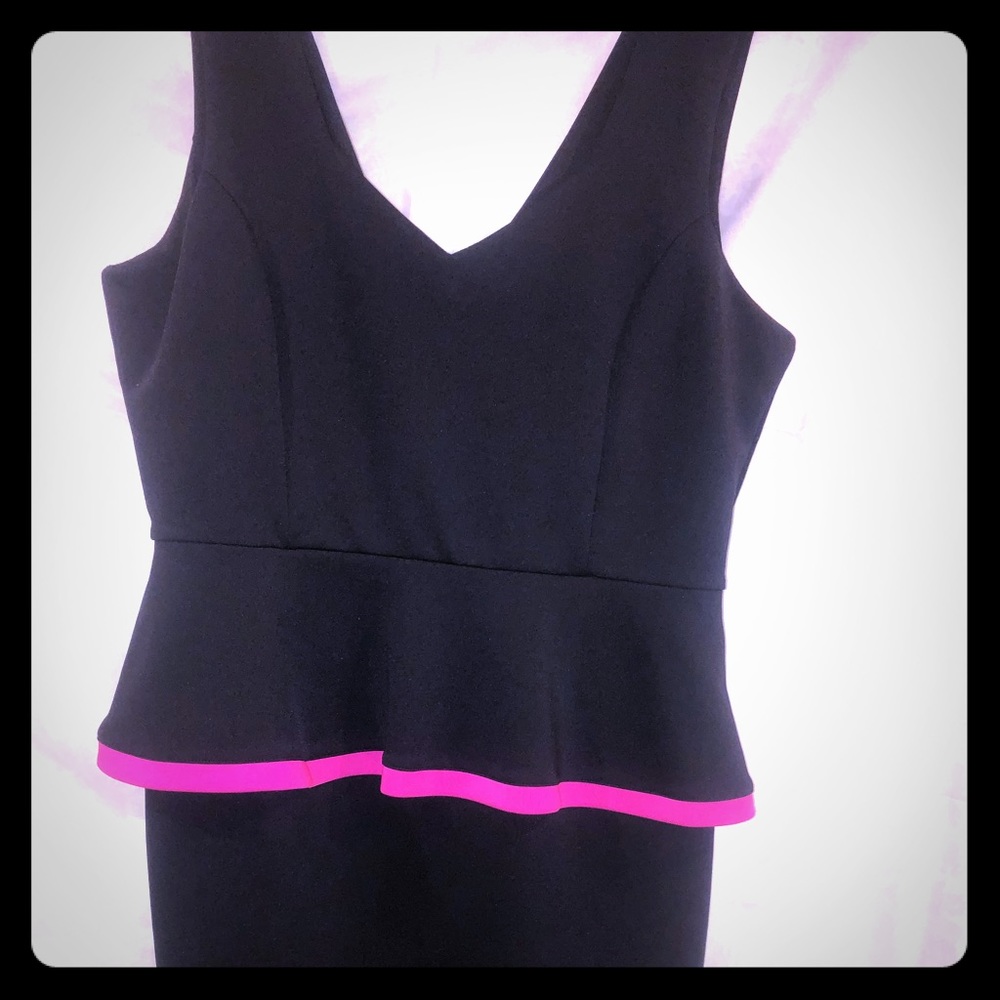 Nicole Miller black dress with pink trim